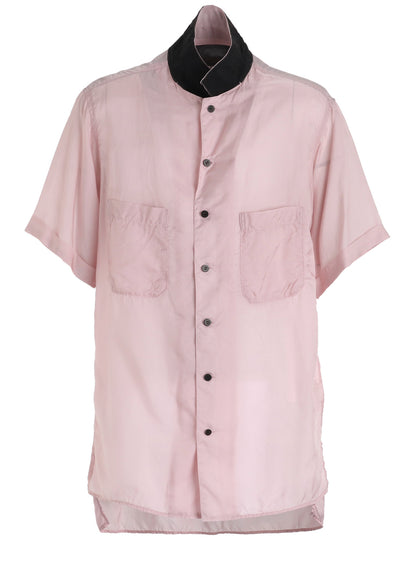 CHAIN STITCH OPEN-COLLAR SHORT SLEEVE SHIRT