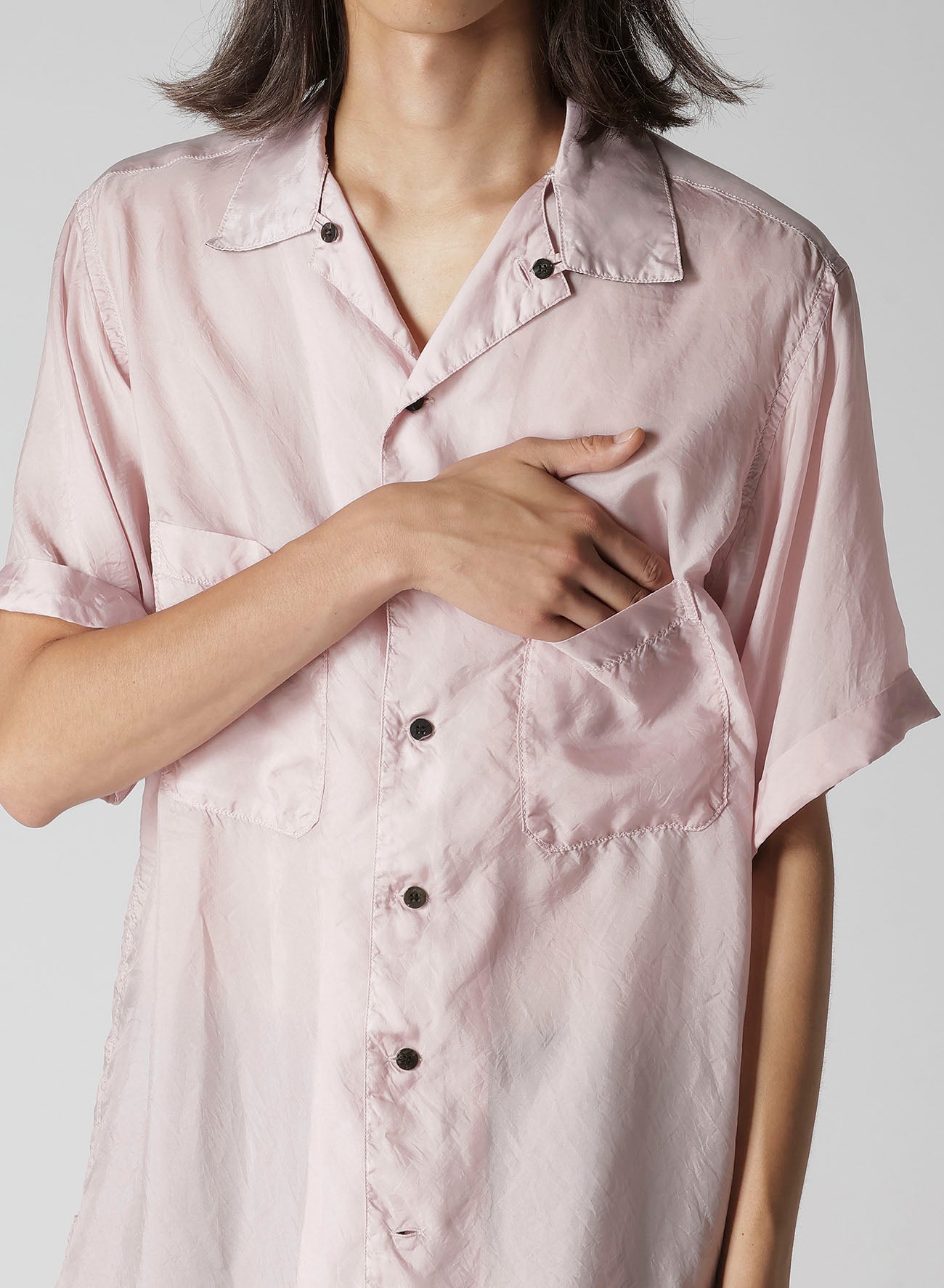 CHAIN STITCH OPEN-COLLAR SHORT SLEEVE SHIRT – THE SHOP YOHJI YAMAMOTO