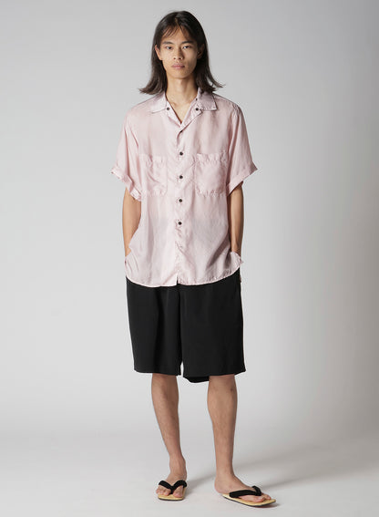 CHAIN STITCH OPEN-COLLAR SHORT SLEEVE SHIRT