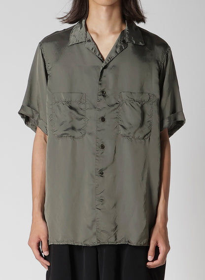 CHAIN STITCH OPEN-COLLAR SHORT SLEEVE SHIRT