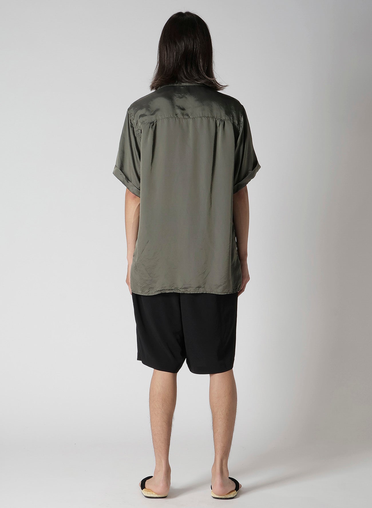 CHAIN STITCH OPEN-COLLAR SHORT SLEEVE SHIRT