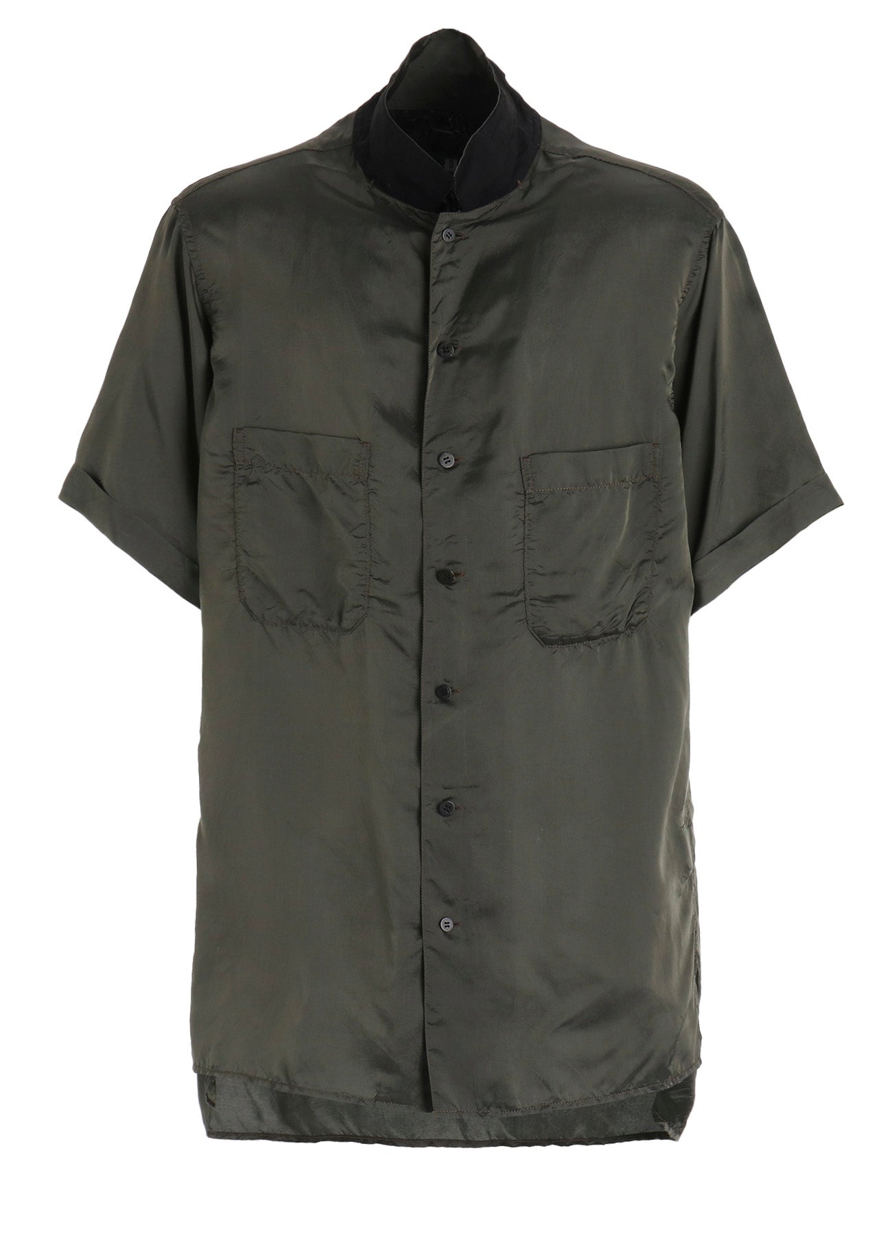 CHAIN STITCH OPEN-COLLAR SHORT SLEEVE SHIRT