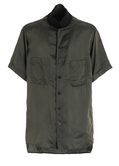 CHAIN STITCH OPEN-COLLAR SHORT SLEEVE SHIRT