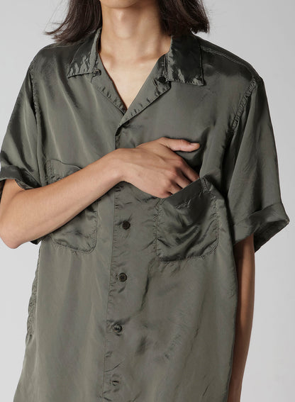 CHAIN STITCH OPEN-COLLAR SHORT SLEEVE SHIRT