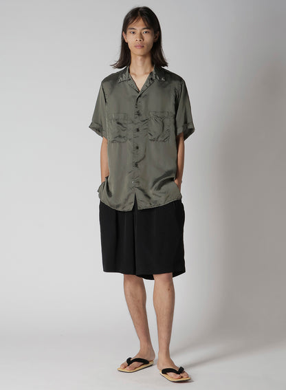 CHAIN STITCH OPEN-COLLAR SHORT SLEEVE SHIRT