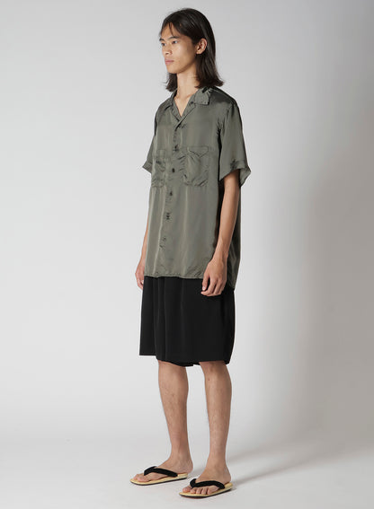 CHAIN STITCH OPEN-COLLAR SHORT SLEEVE SHIRT