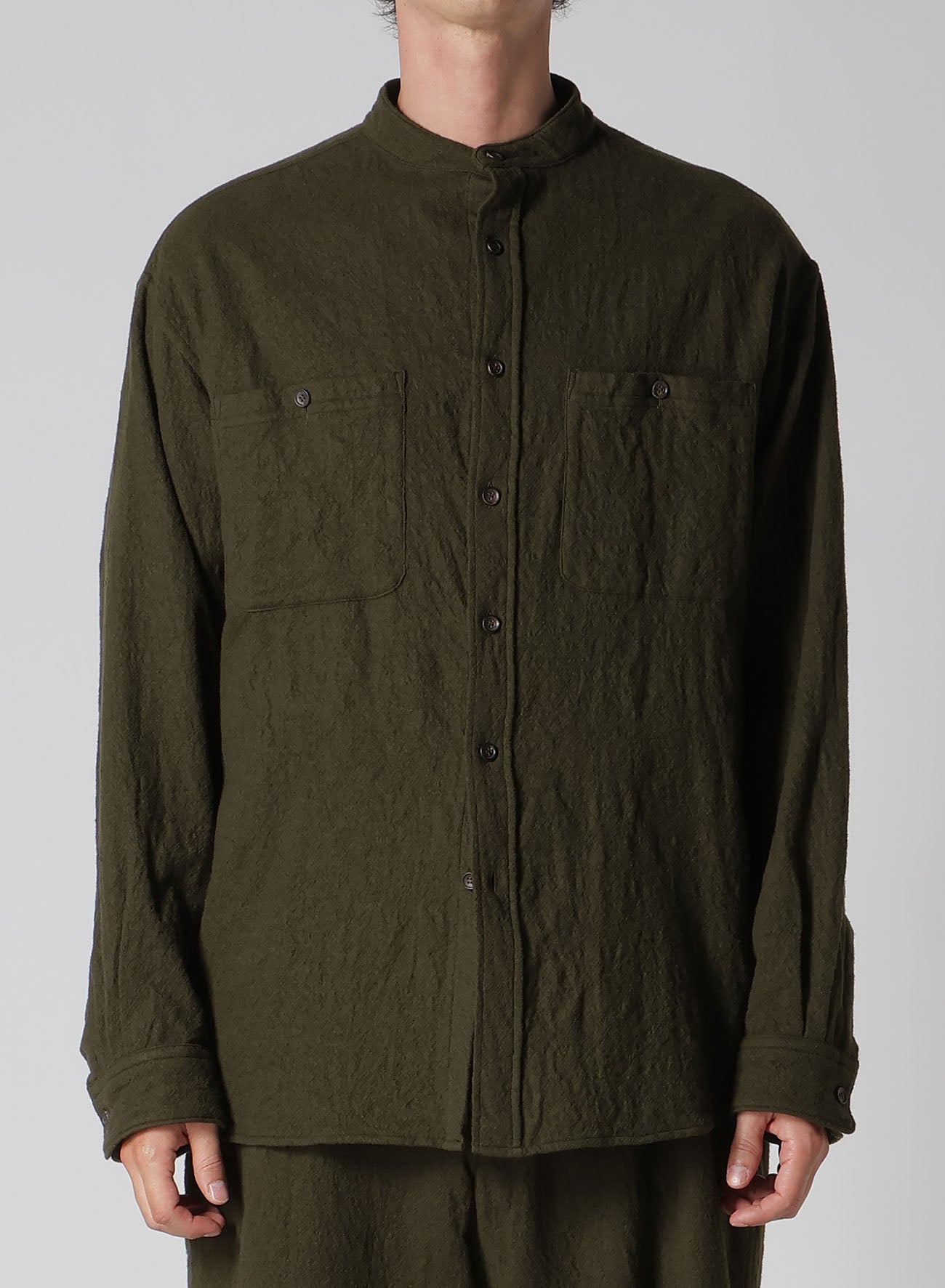 【Y's for men × MASSES】 SHRINK SERGE STAND COLLAR SHIRT