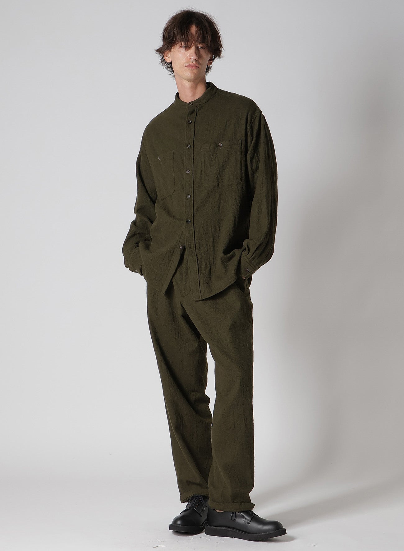 【Y's for men × MASSES】 SHRINK SERGE STAND COLLAR SHIRT