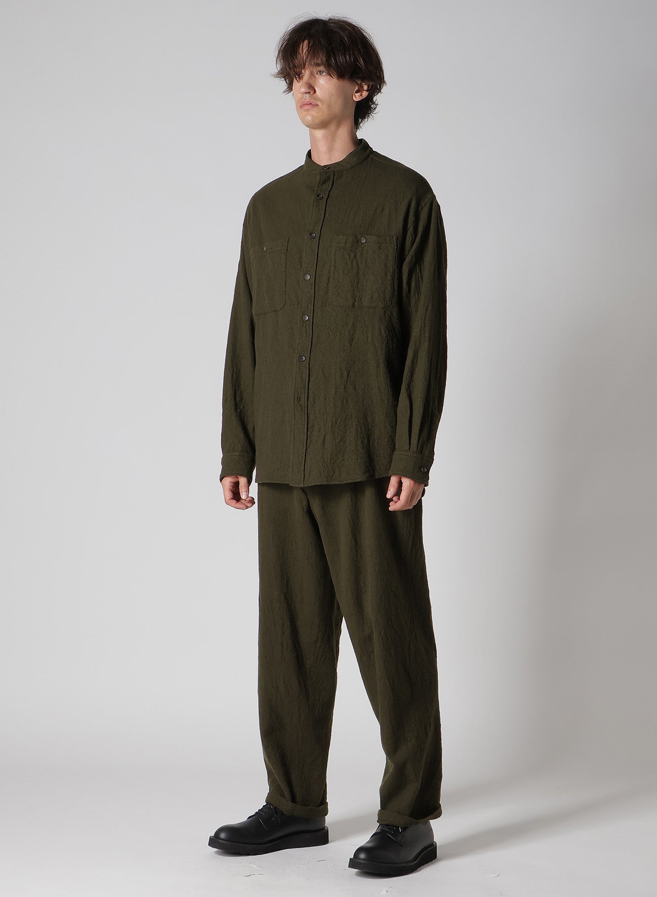 【Y's for men × MASSES】 SHRINK SERGE STAND COLLAR SHIRT