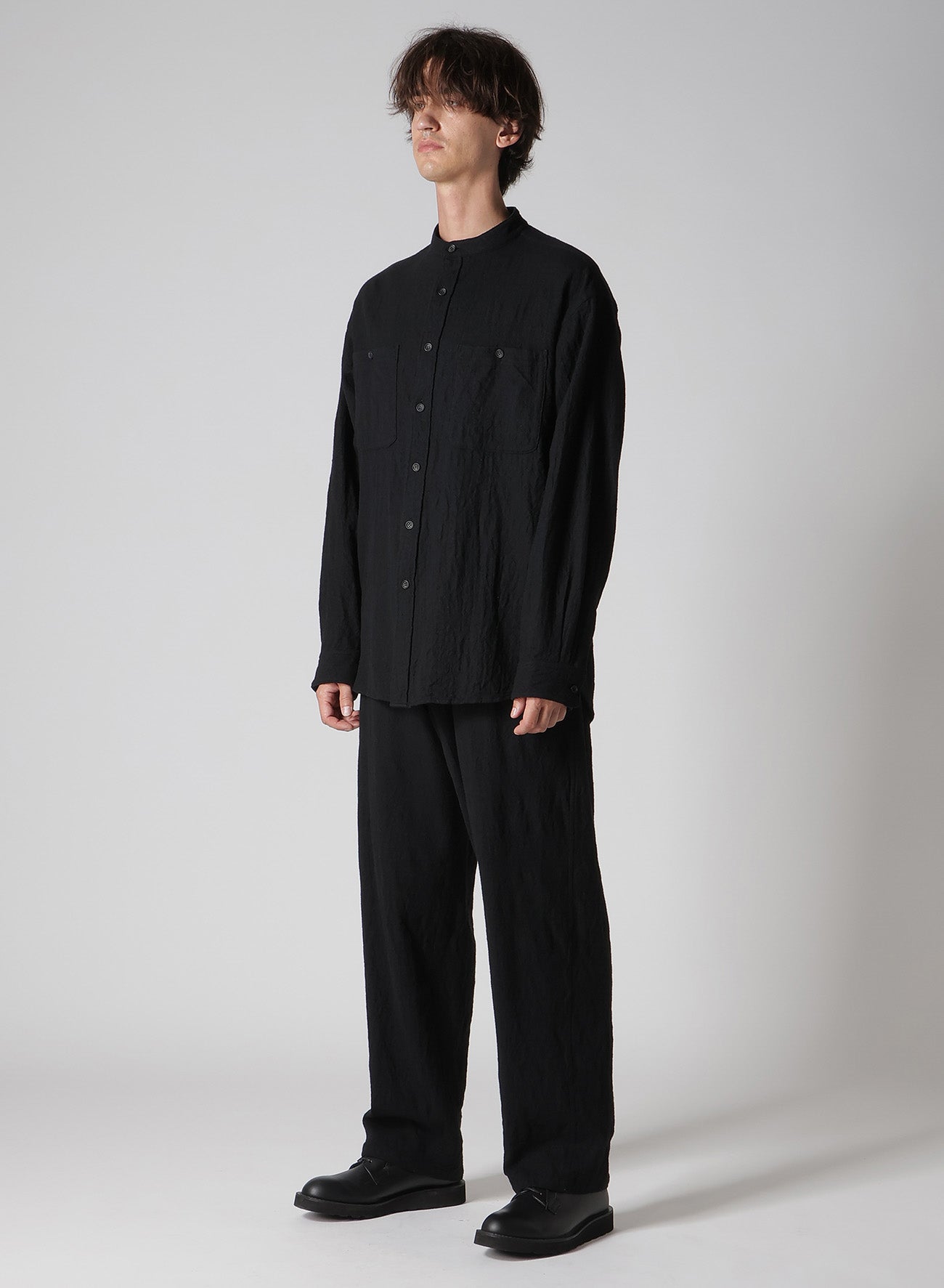 【Y's for men × MASSES】 SHRINK SERGE STAND COLLAR SHIRT