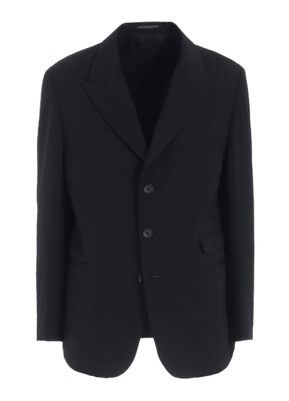 WOOL GABARDINE PEACKED LAPEL 2-BUTTON JACKET