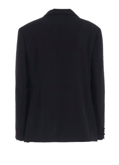 WOOL GABARDINE PEACKED LAPEL 2-BUTTON JACKET