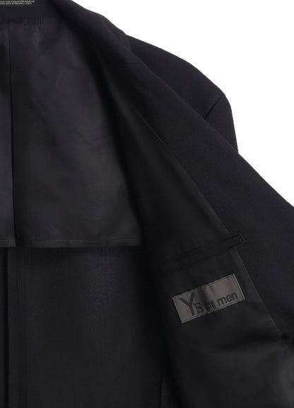 WOOL GABARDINE PEACKED LAPEL 2-BUTTON JACKET