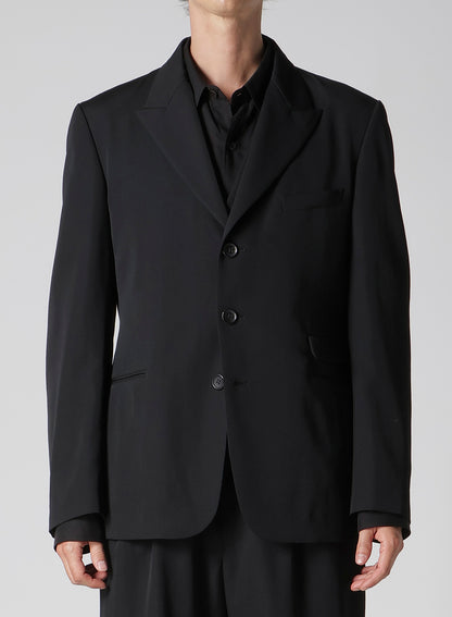 WOOL GABARDINE PEACKED LAPEL 2-BUTTON JACKET