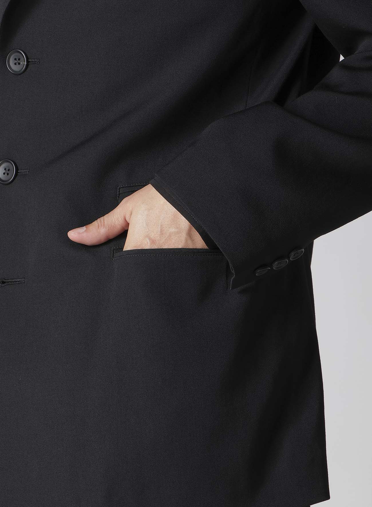 WOOL GABARDINE PEACKED LAPEL 2-BUTTON JACKET