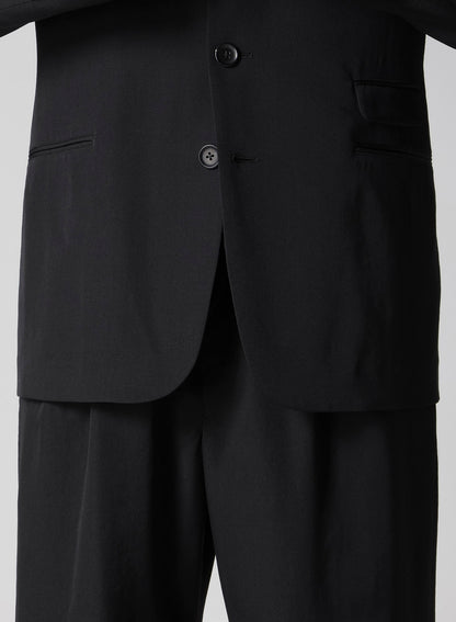 WOOL GABARDINE PEACKED LAPEL 2-BUTTON JACKET