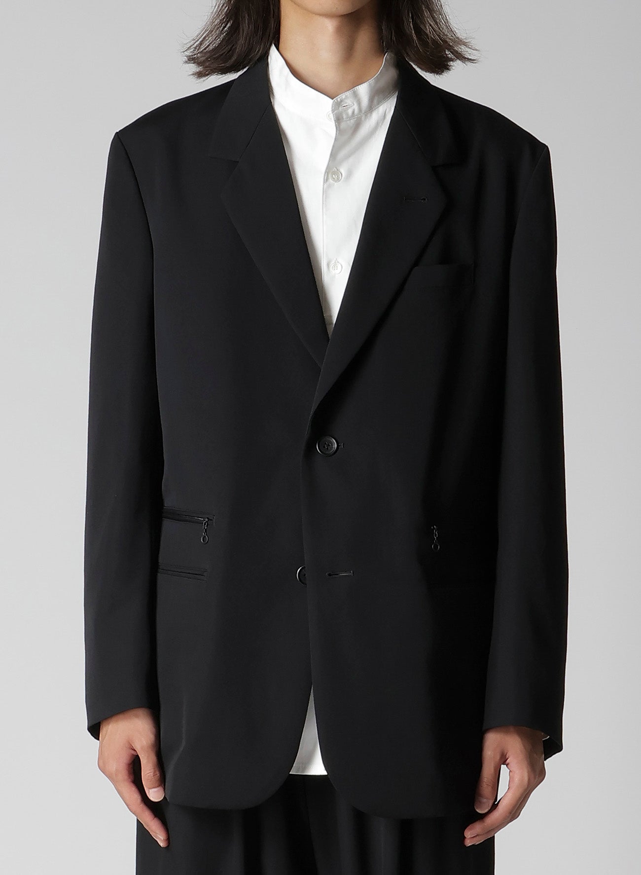 WOOL GABARDINE LEFT AND RIGHT CHANGE POCKET JACKET