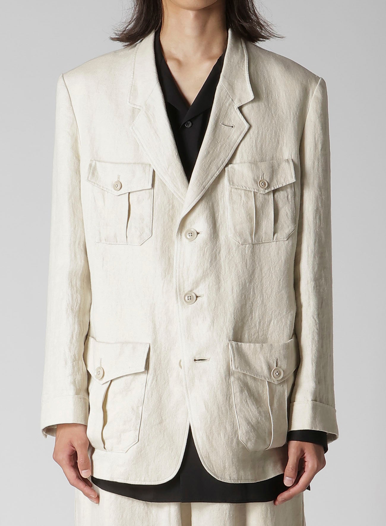 UN-DYED LINEN TWILL 4 POCKETS JACKET – THE SHOP YOHJI YAMAMOTO