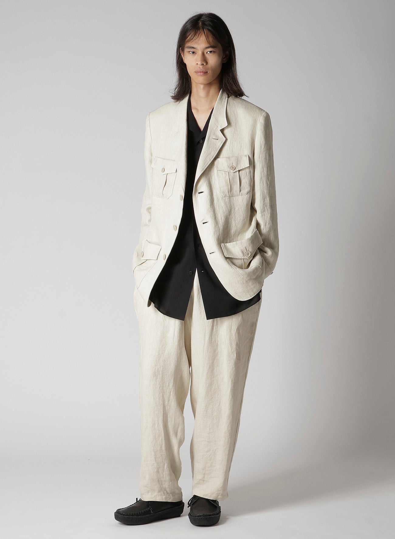 UN-DYED LINEN TWILL 4 POCKETS JACKET