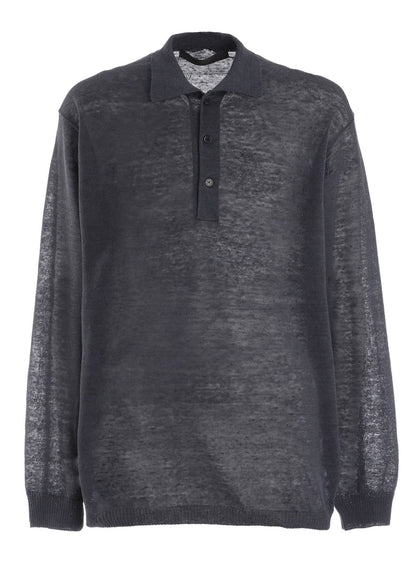 12G1PLY PLAIN STITCH POLO COLLAR PULLOVER