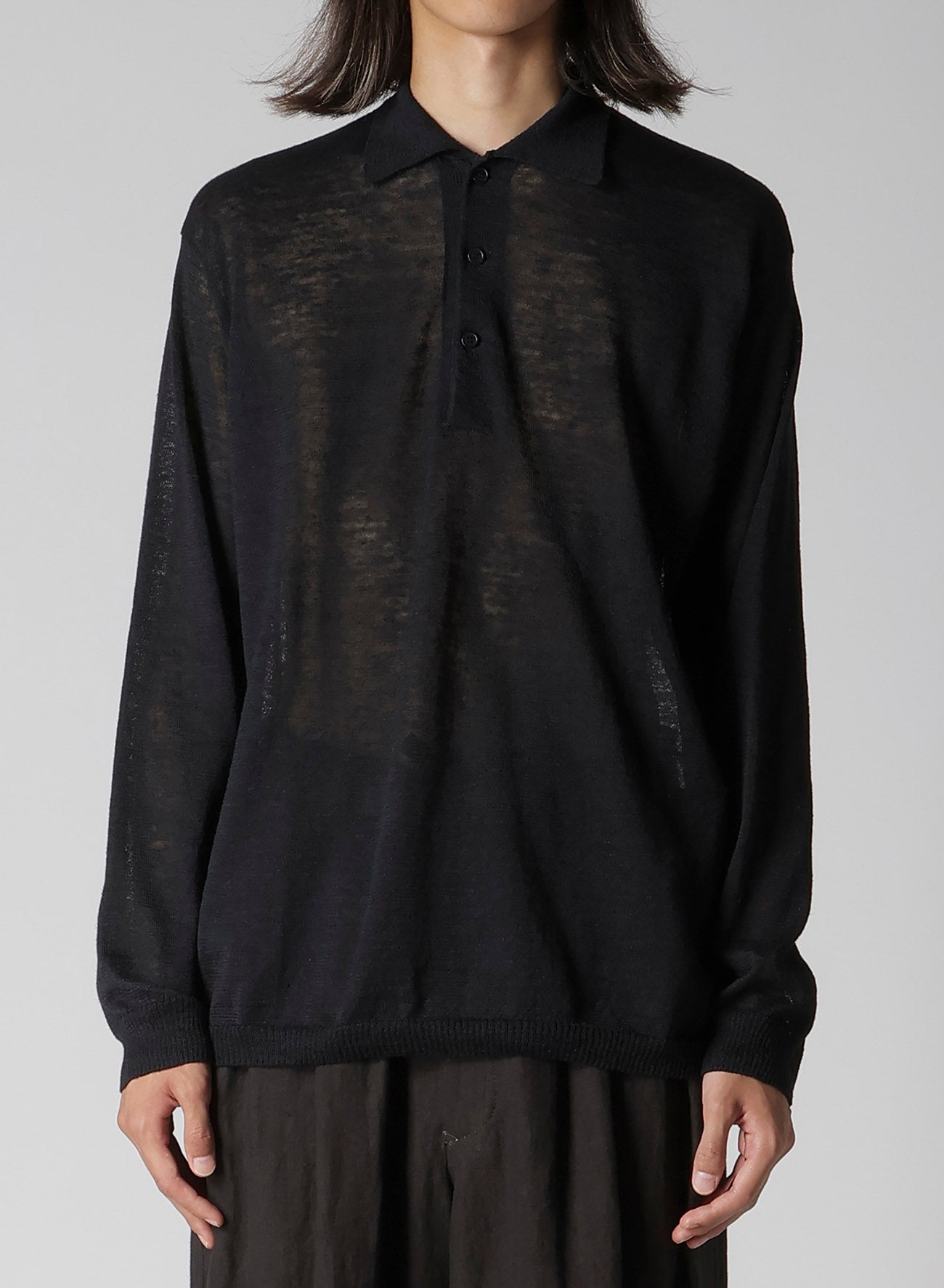 12G1PLY PLAIN STITCH POLO COLLAR PULLOVER