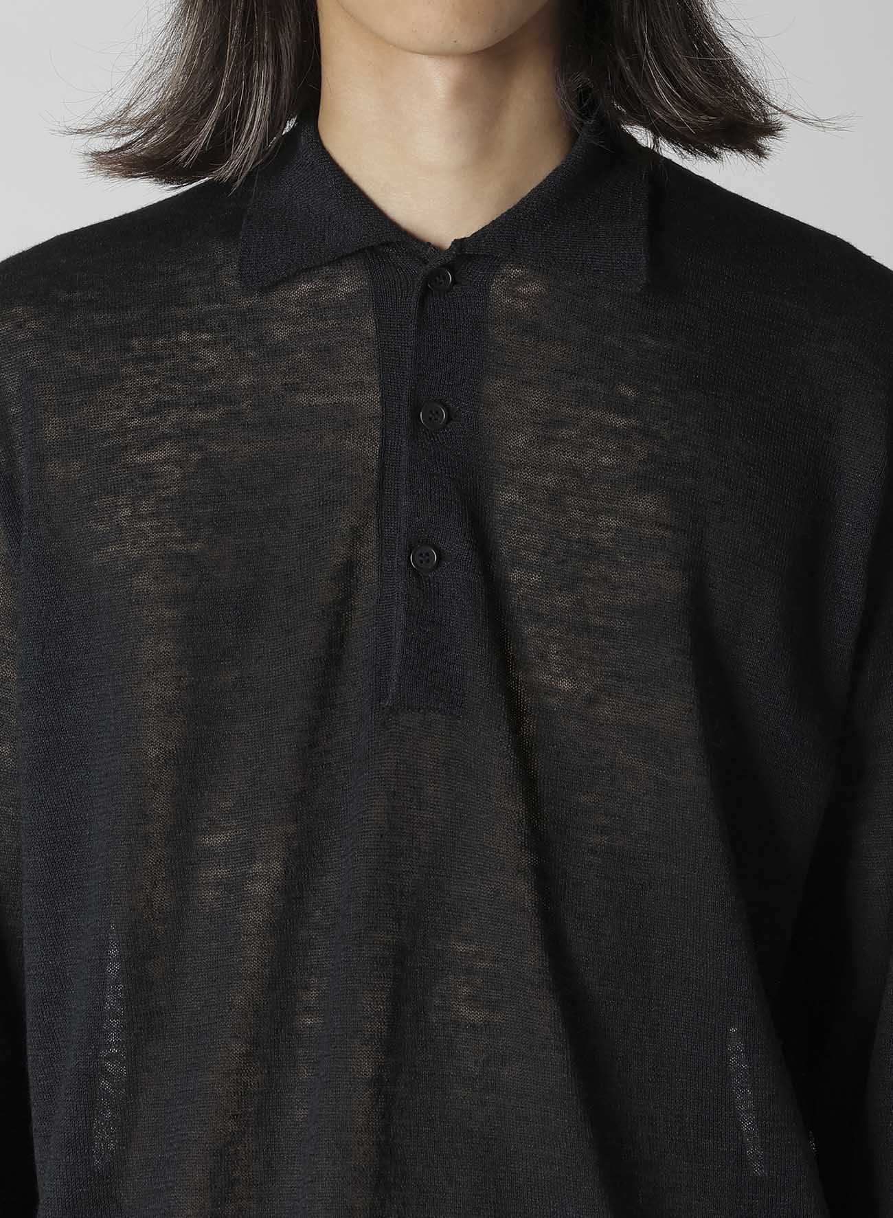 12G1PLY PLAIN STITCH POLO COLLAR PULLOVER