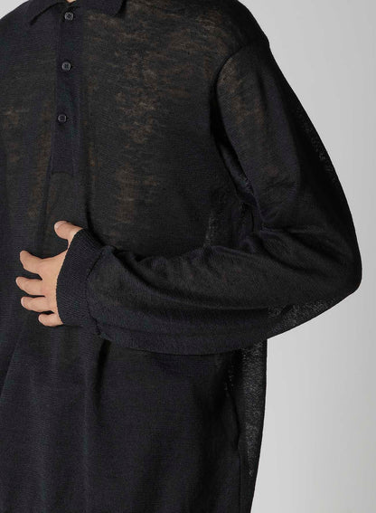 12G1PLY PLAIN STITCH POLO COLLAR PULLOVER