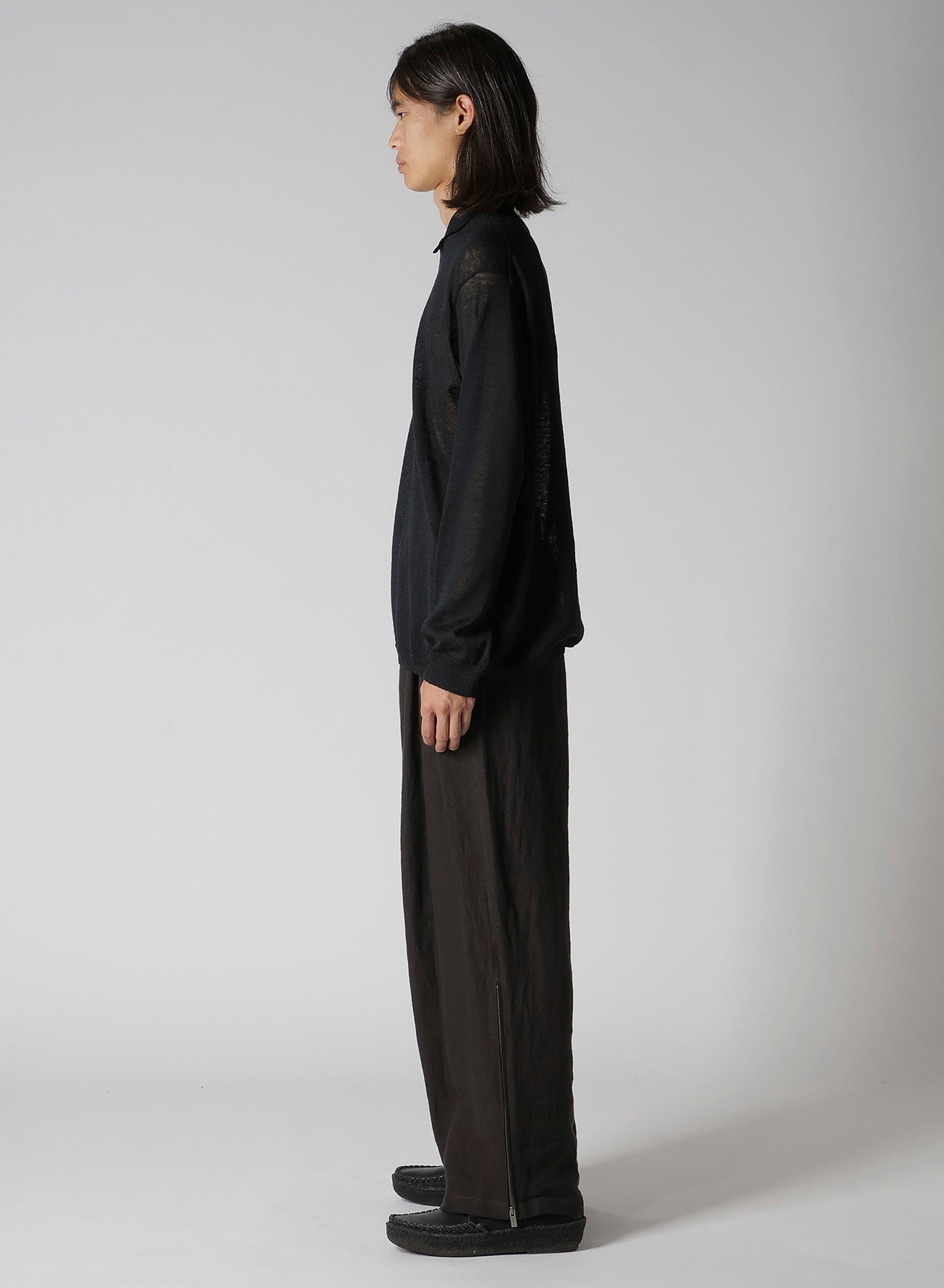 12G1PLY PLAIN STITCH POLO COLLAR PULLOVER