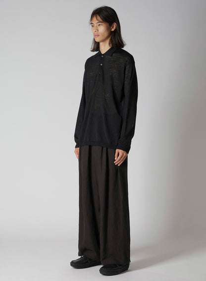 12G1PLY PLAIN STITCH POLO COLLAR PULLOVER