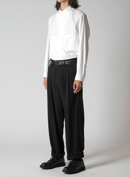 WOOL GABARDINE HEM TAB PANTS