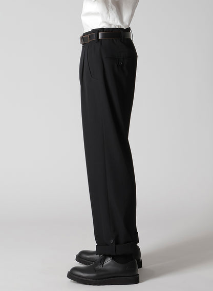 WOOL GABARDINE HEM TAB PANTS
