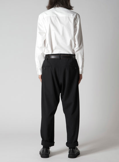 WOOL GABARDINE HEM TAB PANTS