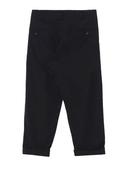 WOOL GABARDINE HEM TAB PANTS