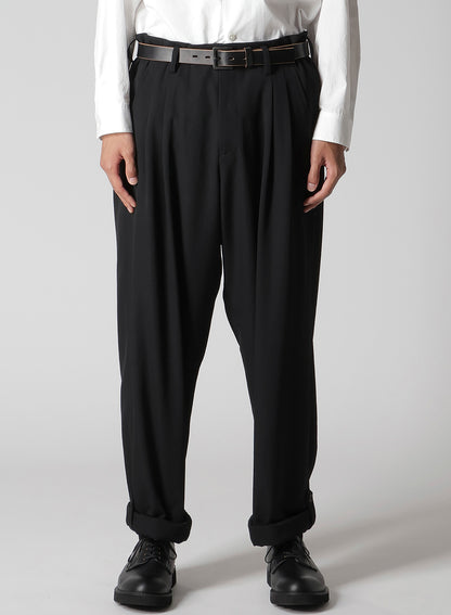 WOOL GABARDINE HEM TAB PANTS