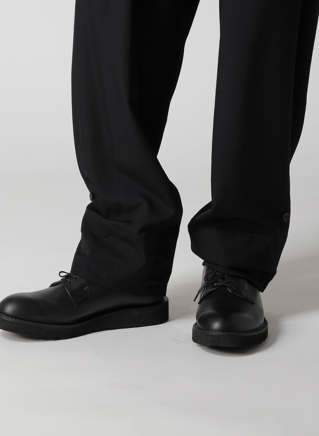 WOOL GABARDINE HEM TAB PANTS