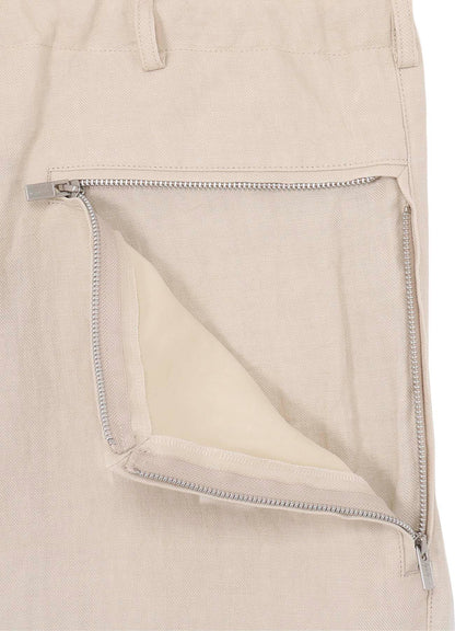 【PIECE UNIQUE】UN-DYED LINEN TWILL SIDE-ZIP PANTS