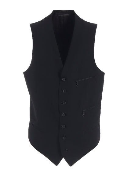 WOOL GABARDINE ZIP POCKET VEST