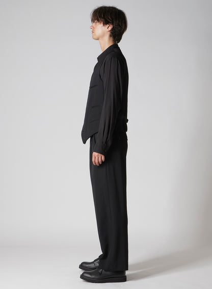 WOOL GABARDINE ZIP POCKET VEST