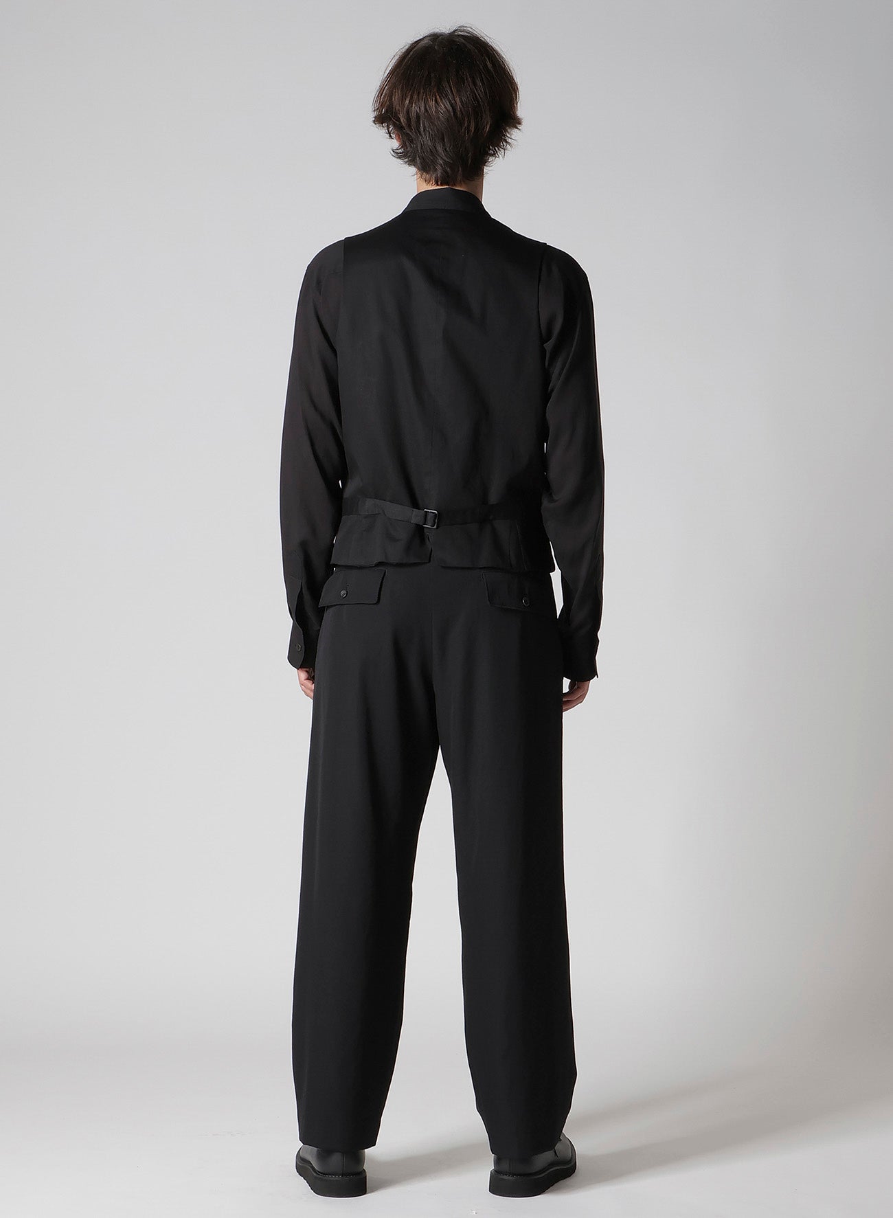 WOOL GABARDINE ZIP POCKET VEST