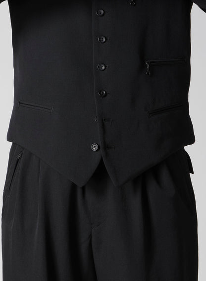 WOOL GABARDINE ZIP POCKET VEST