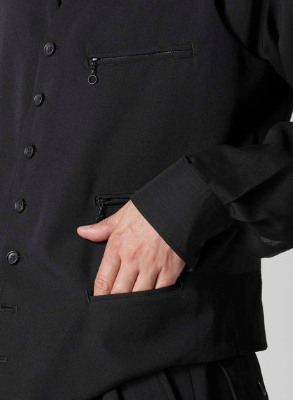 WOOL GABARDINE ZIP POCKET VEST