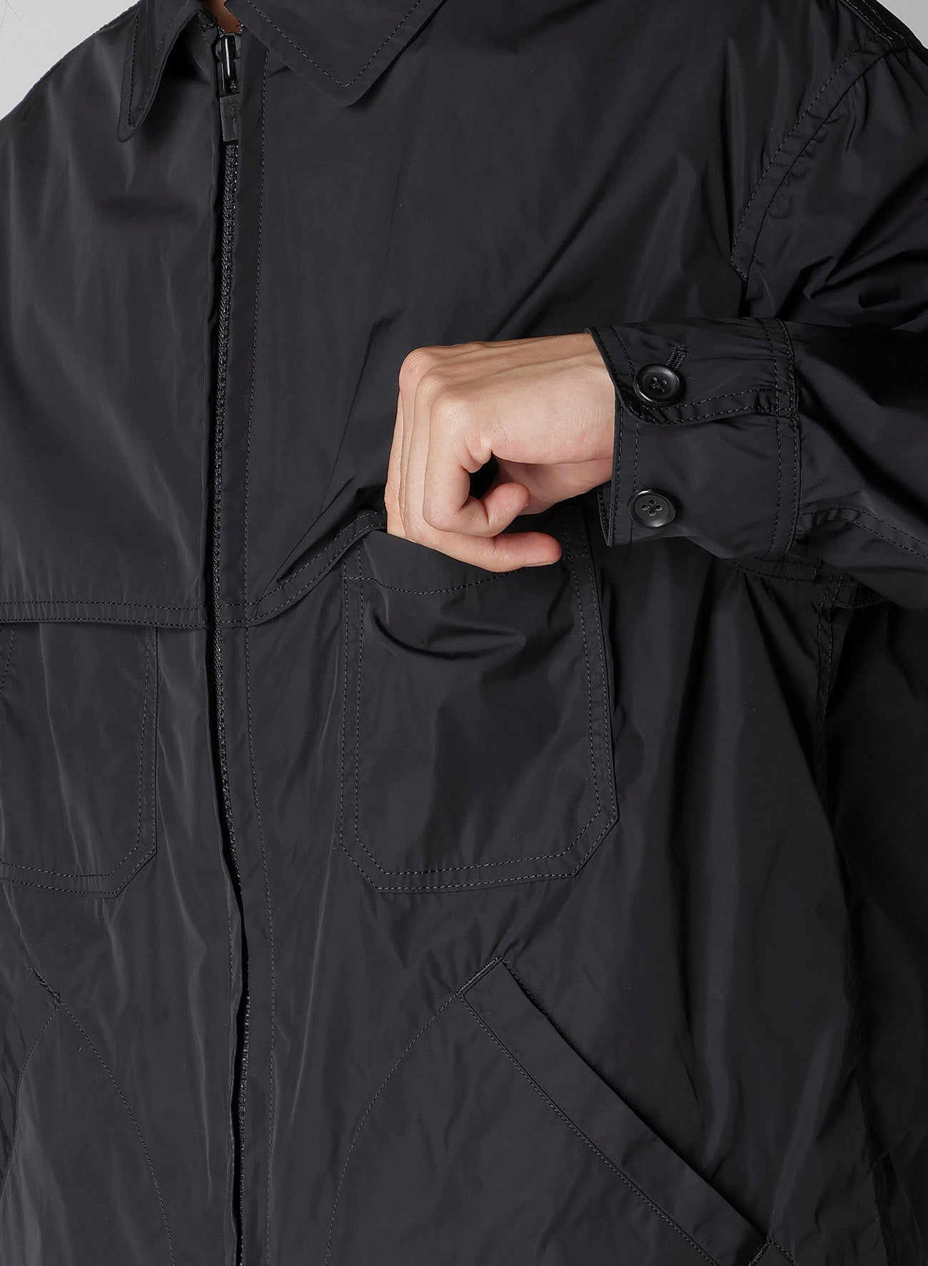 NYLON TAFFETA CHAIN STITCH SHIELD BLOUSON – THE SHOP YOHJI YAMAMOTO