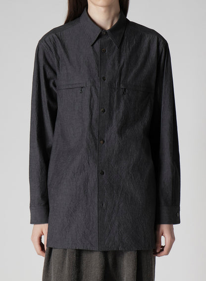 COTTON DUNGAREE SHIRT WITH DOUBLE ZIP POCKET