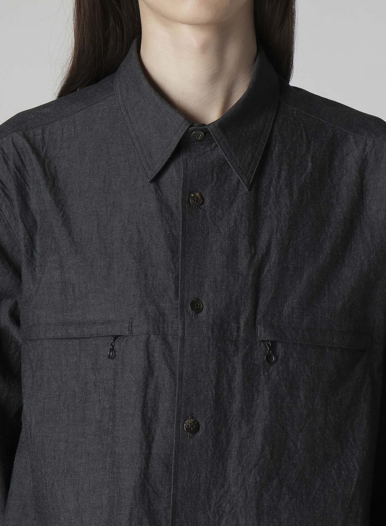 COTTON DUNGAREE SHIRT WITH DOUBLE ZIP POCKET