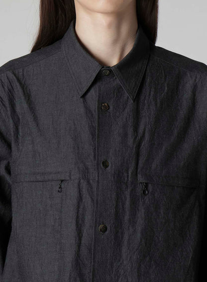 COTTON DUNGAREE SHIRT WITH DOUBLE ZIP POCKET