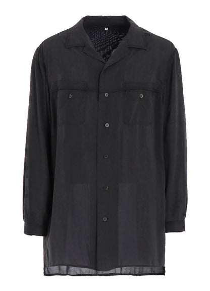 OPEN COLLAR CELLULOSE OZONE SHIRT WITH CHAIN STITCH
