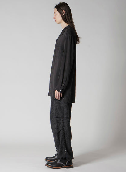 OPEN COLLAR CELLULOSE OZONE SHIRT WITH CHAIN STITCH