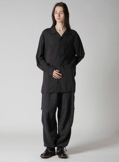 OPEN COLLAR CELLULOSE OZONE SHIRT WITH CHAIN STITCH