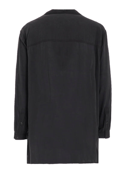 OPEN COLLAR CELLULOSE OZONE SHIRT WITH CHAIN STITCH