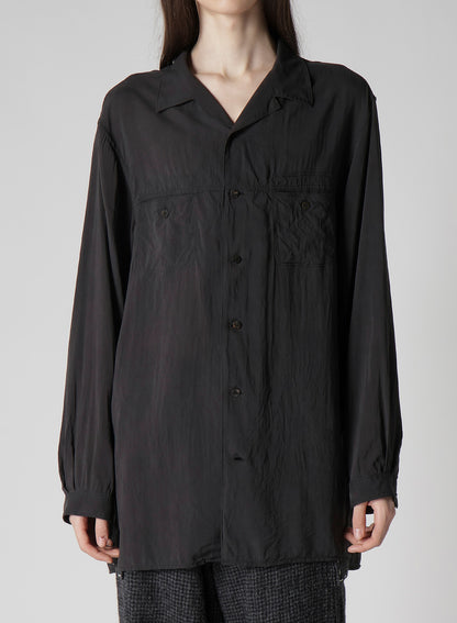 OPEN COLLAR CELLULOSE OZONE SHIRT WITH CHAIN STITCH